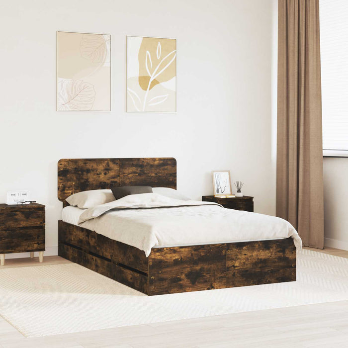 Cadru de pat Stejar fumuriu 135 x 190 cm Lemn Ingineresc - WALTI WALTI