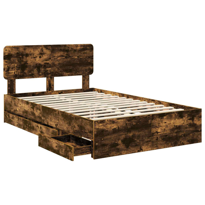 Cadru de pat Stejar fumuriu 135 x 190 cm Lemn Ingineresc - WALTI WALTI