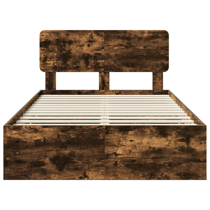 Cadru de pat Stejar fumuriu 135 x 190 cm Lemn Ingineresc - WALTI WALTI