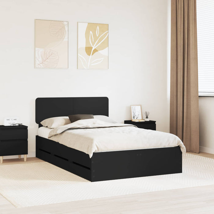 Cadru de pat cu sertar Negru 120 x 190 cm Lemn Ingineresc - WALTI WALTI