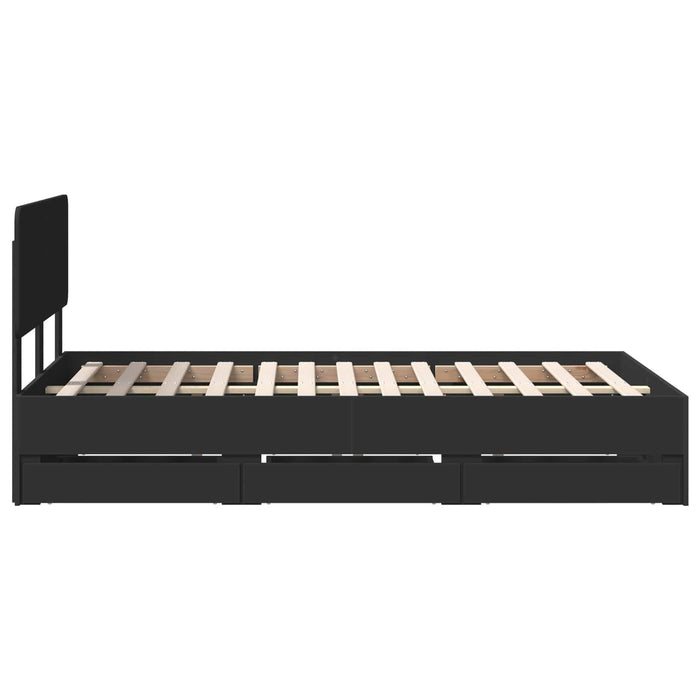 Cadru de pat cu sertar Negru 120 x 190 cm Lemn Ingineresc - WALTI WALTI