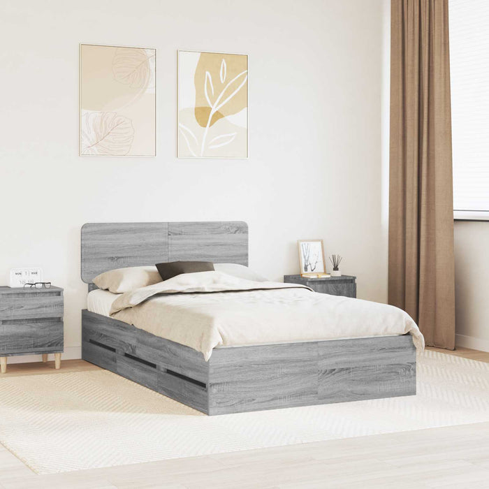 Cadru de pat cu sertar Gri Sonoma 120 x 200 cm Lemn Ingineresc - WALTI WALTI