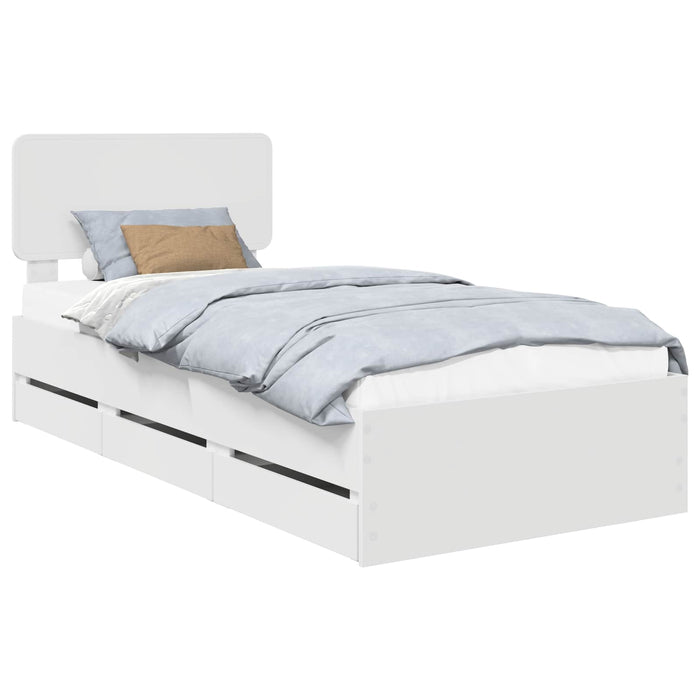 Cadru de pat cu sertar Alb 100 x 200 cm Lemn Ingineresc - WALTI WALTI