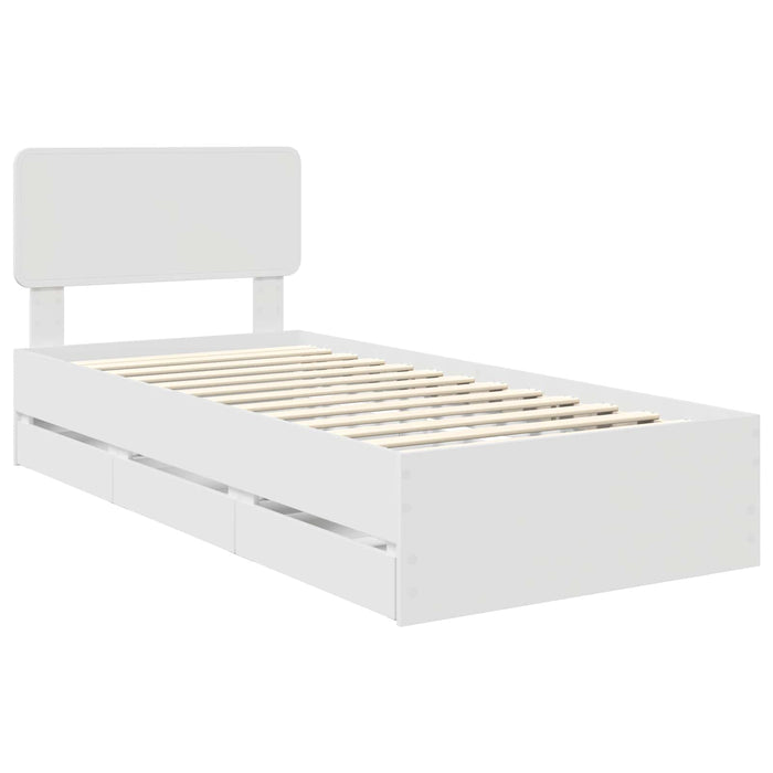 Cadru de pat cu sertar Alb 100 x 200 cm Lemn Ingineresc - WALTI WALTI