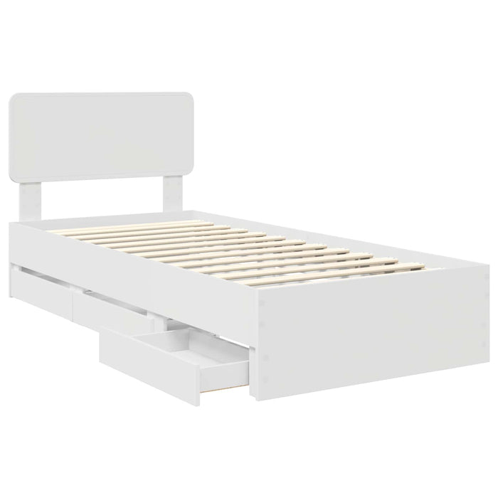 Cadru de pat cu sertar Alb 100 x 200 cm Lemn Ingineresc - WALTI WALTI