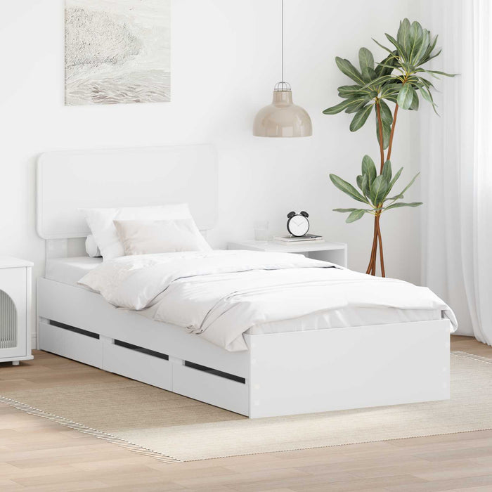 Cadru de pat cu sertar Alb 90 x 190 cm Lemn Ingineresc - WALTI WALTI