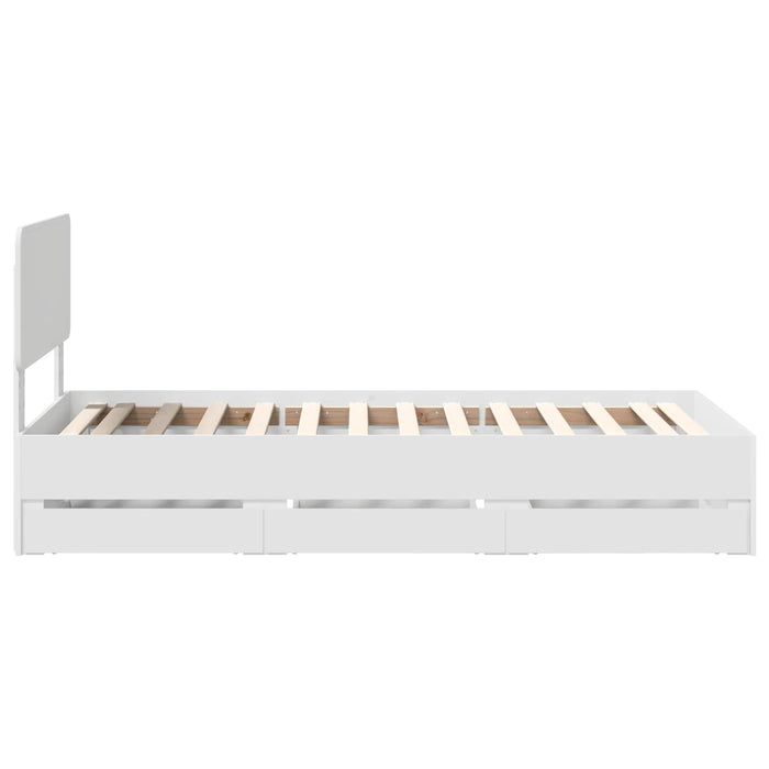 Cadru de pat cu sertar Alb 90 x 190 cm Lemn Ingineresc - WALTI WALTI