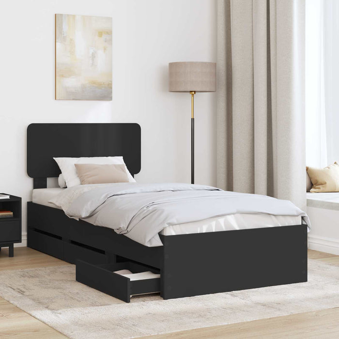 Cadru de pat cu sertar Negru 90 x 190 cm Lemn Ingineresc - WALTI WALTI
