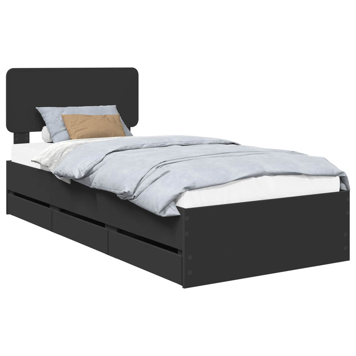 Cadru de pat cu sertar Negru 90 x 190 cm Lemn Ingineresc - WALTI WALTI