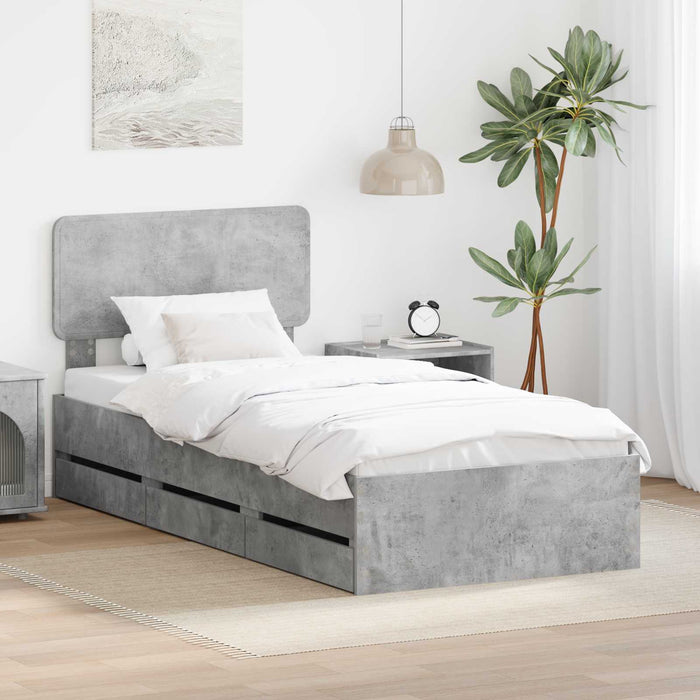 Cadru de pat Gri din beton 90 x 190 cm Lemn Ingineresc - WALTI WALTI