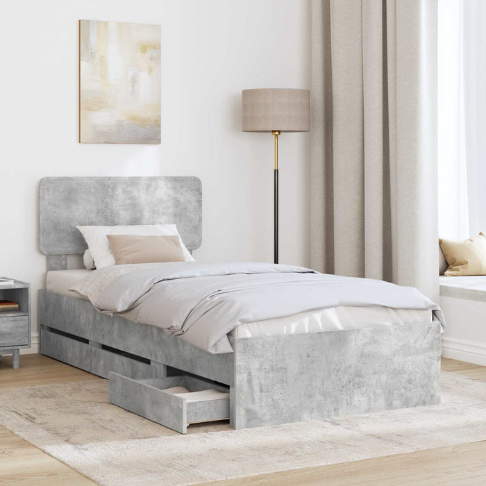 Cadru de pat Gri din beton 90 x 190 cm Lemn Ingineresc - WALTI WALTI