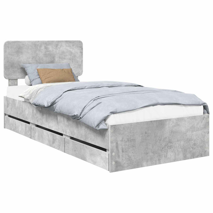 Cadru de pat Gri din beton 90 x 190 cm Lemn Ingineresc - WALTI WALTI