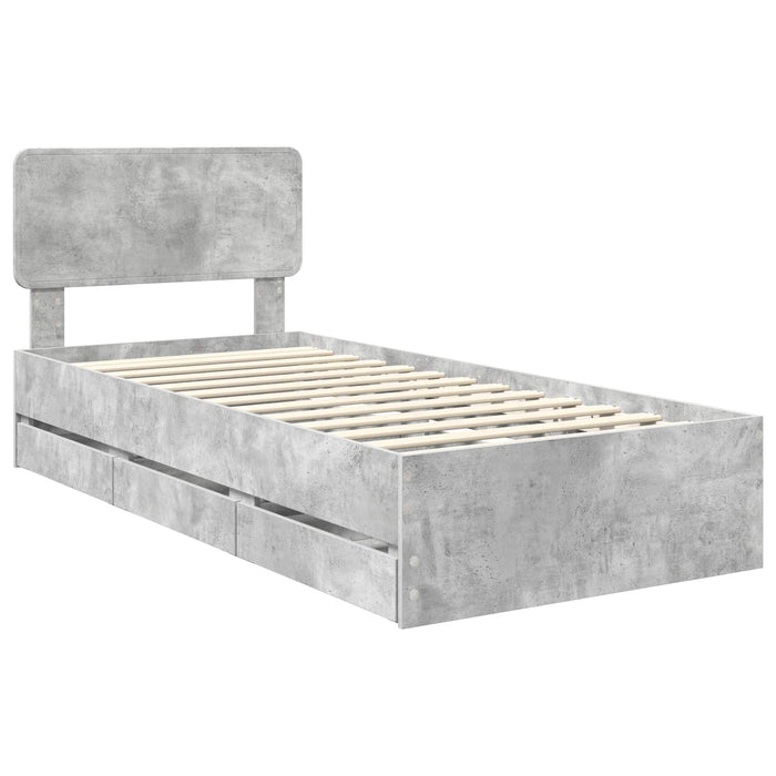 Cadru de pat Gri din beton 90 x 190 cm Lemn Ingineresc - WALTI WALTI