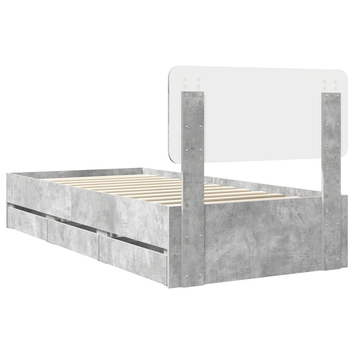 Cadru de pat Gri din beton 90 x 190 cm Lemn Ingineresc - WALTI WALTI