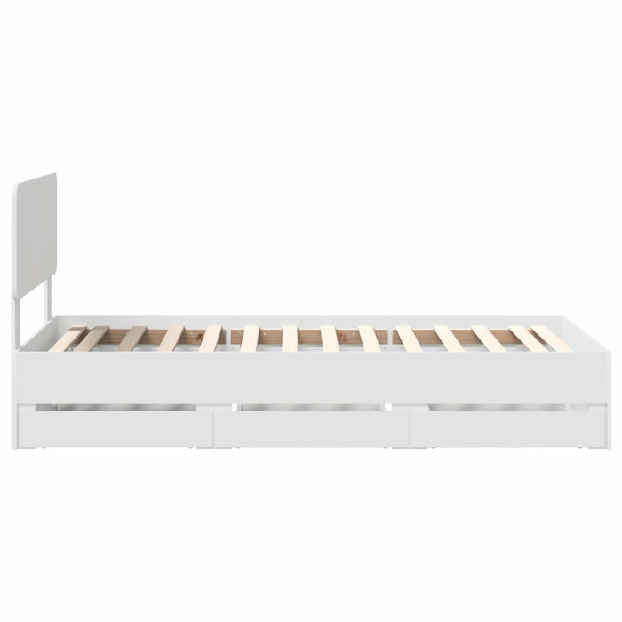 Cadru de pat cu sertar Alb 90 x 200 cm Lemn Ingineresc - WALTI WALTI