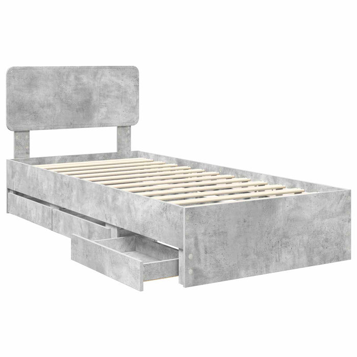 Cadru de pat Gri din beton 90 x 200 cm Lemn Ingineresc - WALTI WALTI