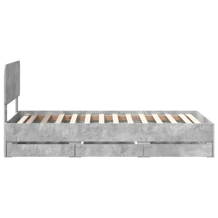 Cadru de pat Gri din beton 90 x 200 cm Lemn Ingineresc - WALTI WALTI