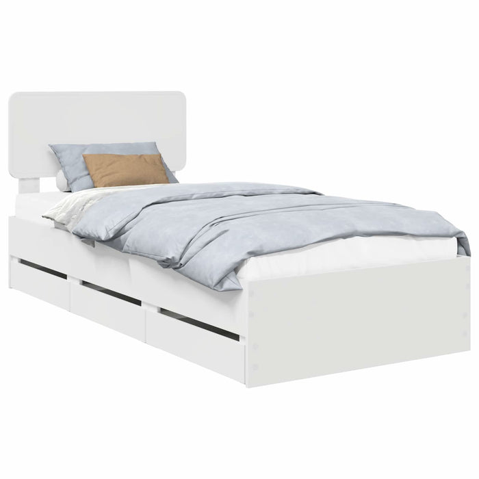 Cadru de pat cu sertar Alb 75 x 190 cm Lemn Ingineresc - WALTI WALTI