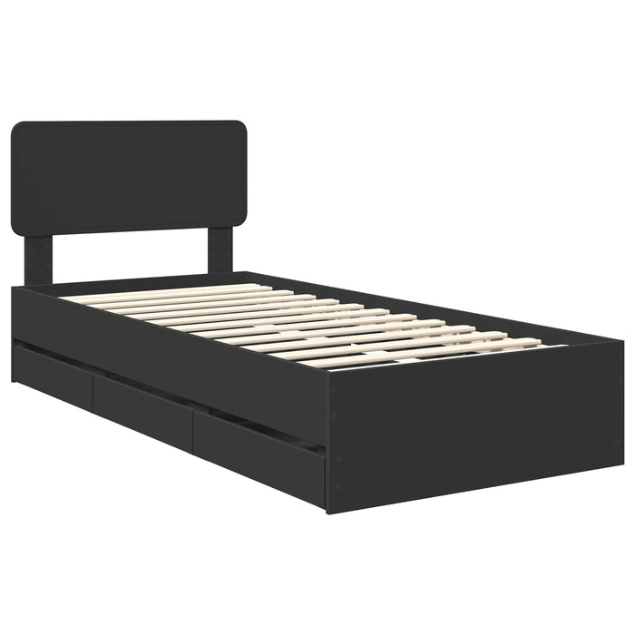 Cadru de pat cu sertar Negru 75 x 190 cm Lemn Ingineresc - WALTI WALTI