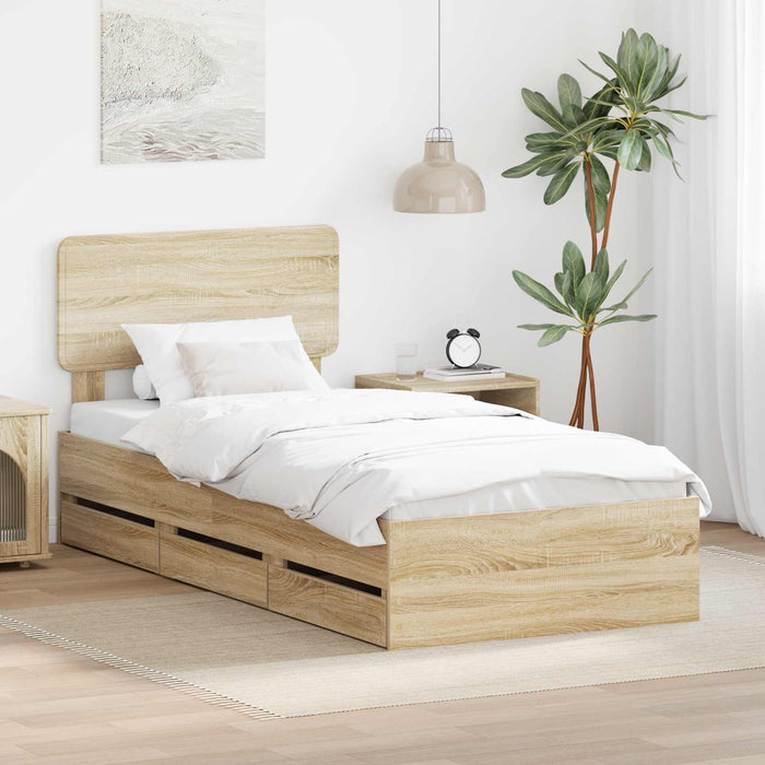 Cadru de pat Stejar Sonoma 75 x 190 cm Lemn Ingineresc - WALTI WALTI