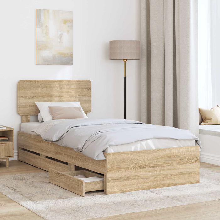 Cadru de pat Stejar Sonoma 75 x 190 cm Lemn Ingineresc - WALTI WALTI