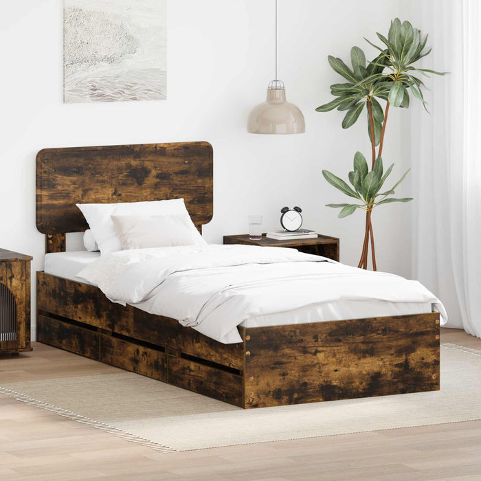 Cadru de pat Stejar fumuriu 75 x 190 cm Lemn Ingineresc - WALTI WALTI