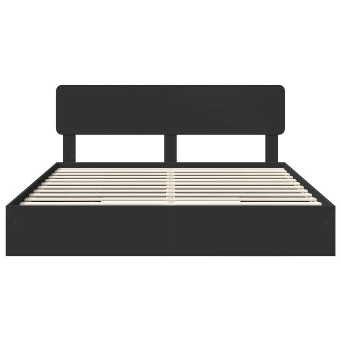 Pat cu storage cu headboard Negru 200 x 200 cm Lemn compozit - WALTI WALTI