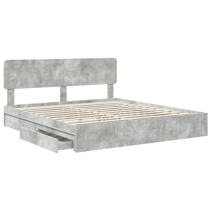 Pat cu storage Gri din beton 200 x 200 cm Lemn compozit - WALTI WALTI