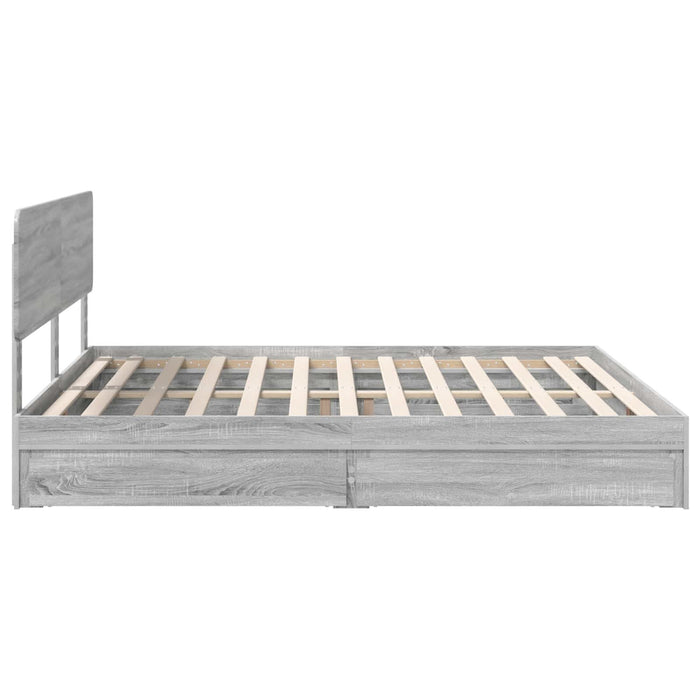 Pat cu storage cu sertar Gri Sonoma 200 x 200 cm Lemn compozit - WALTI WALTI