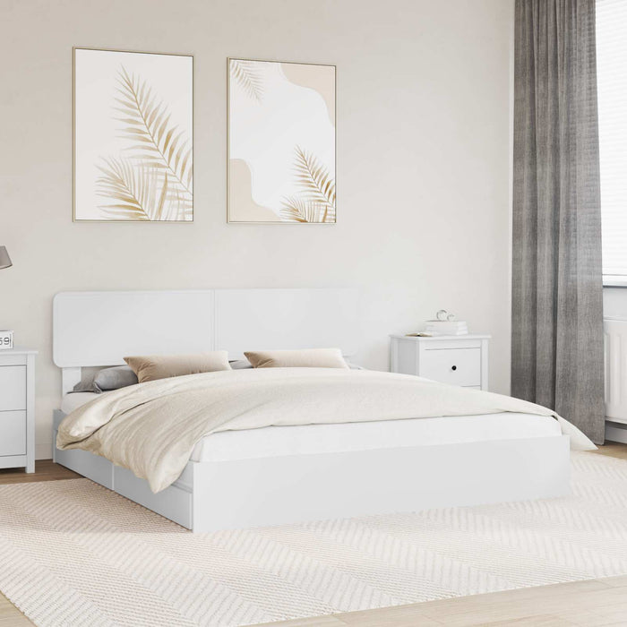 Pat cu storage cu headboard Alb 180 x 200 cm Lemn compozit - WALTI WALTI