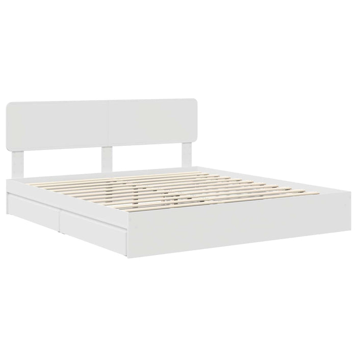 Pat cu storage cu headboard Alb 180 x 200 cm Lemn compozit - WALTI WALTI