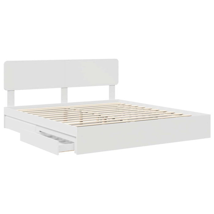 Pat cu storage cu headboard Alb 180 x 200 cm Lemn compozit - WALTI WALTI