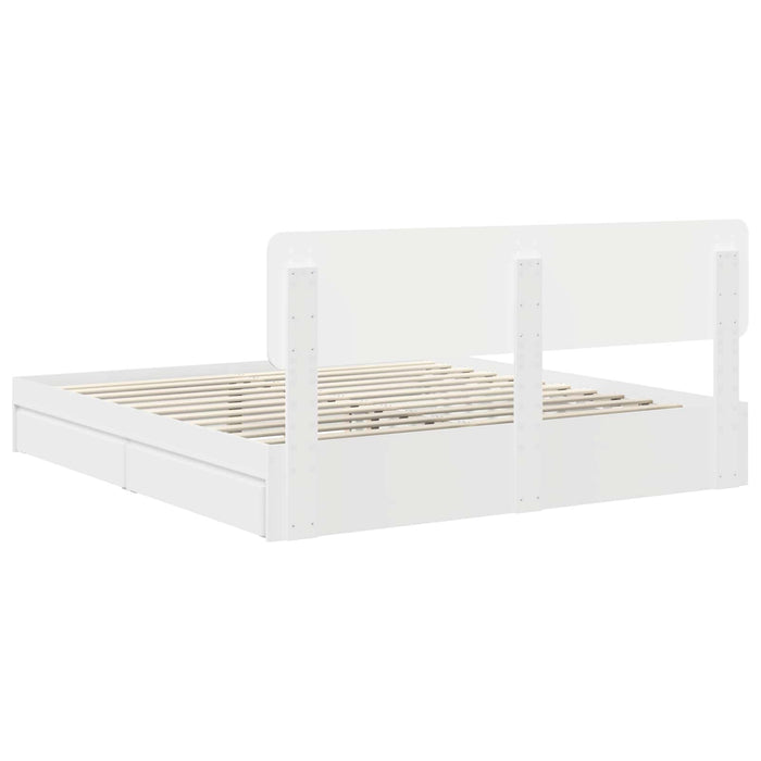 Pat cu storage cu headboard Alb 180 x 200 cm Lemn compozit - WALTI WALTI
