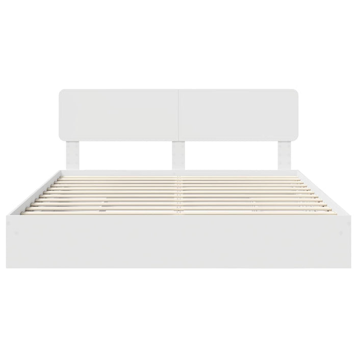 Pat cu storage cu headboard Alb 180 x 200 cm Lemn compozit - WALTI WALTI