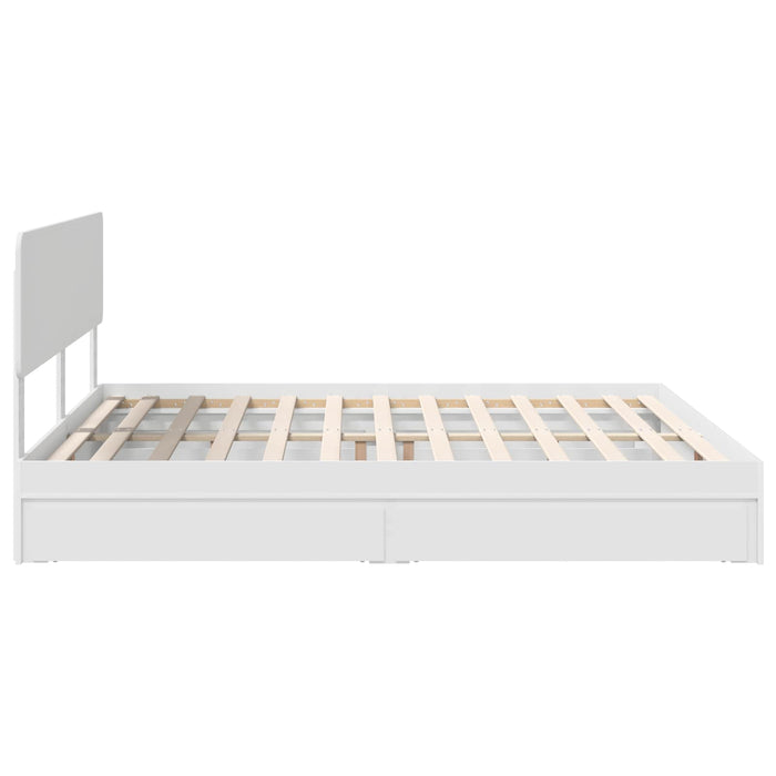 Pat cu storage cu headboard Alb 180 x 200 cm Lemn compozit - WALTI WALTI