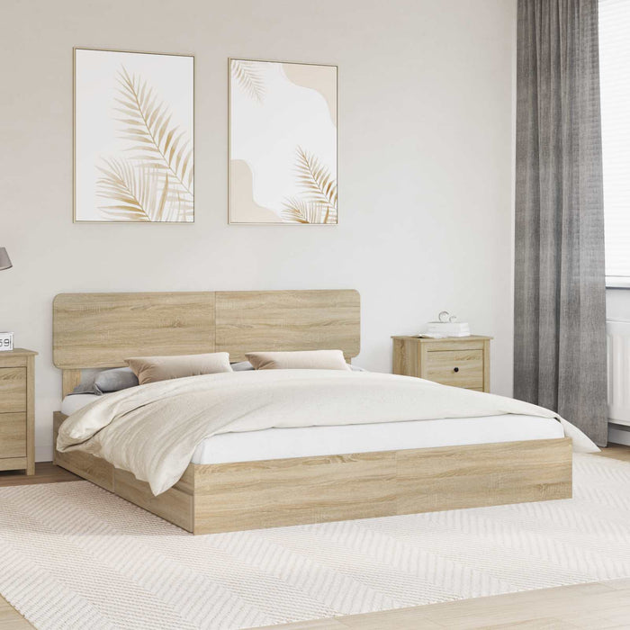 Pat cu storage Stejar Sonoma 180 x 200 cm Lemn compozit - WALTI WALTI