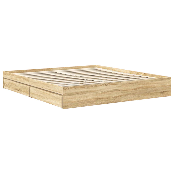 Pat cu storage Stejar Sonoma 180 x 200 cm Lemn compozit - WALTI WALTI