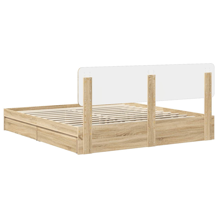 Pat cu storage Stejar Sonoma 180 x 200 cm Lemn compozit - WALTI WALTI