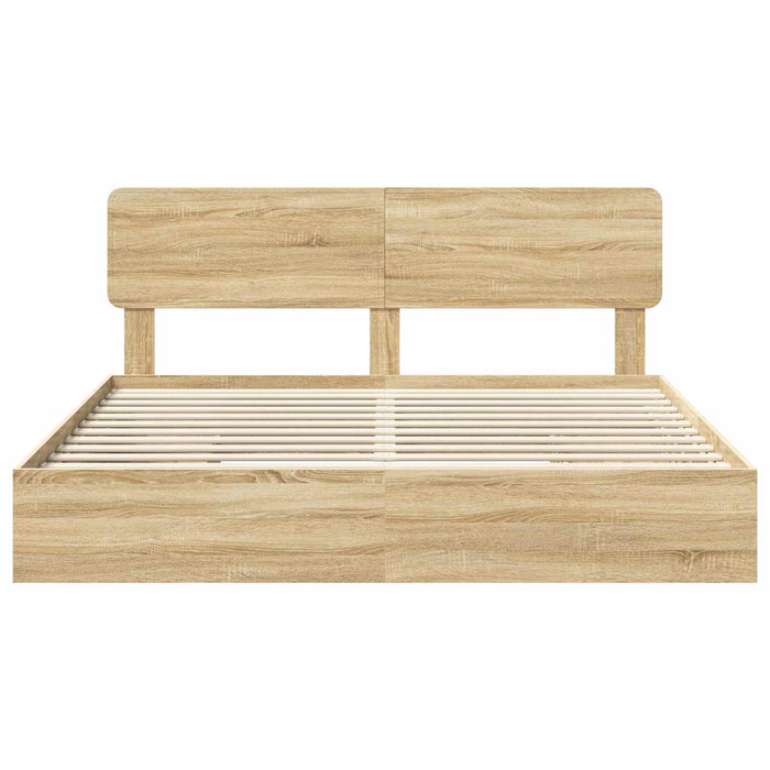Pat cu storage Stejar Sonoma 180 x 200 cm Lemn compozit - WALTI WALTI