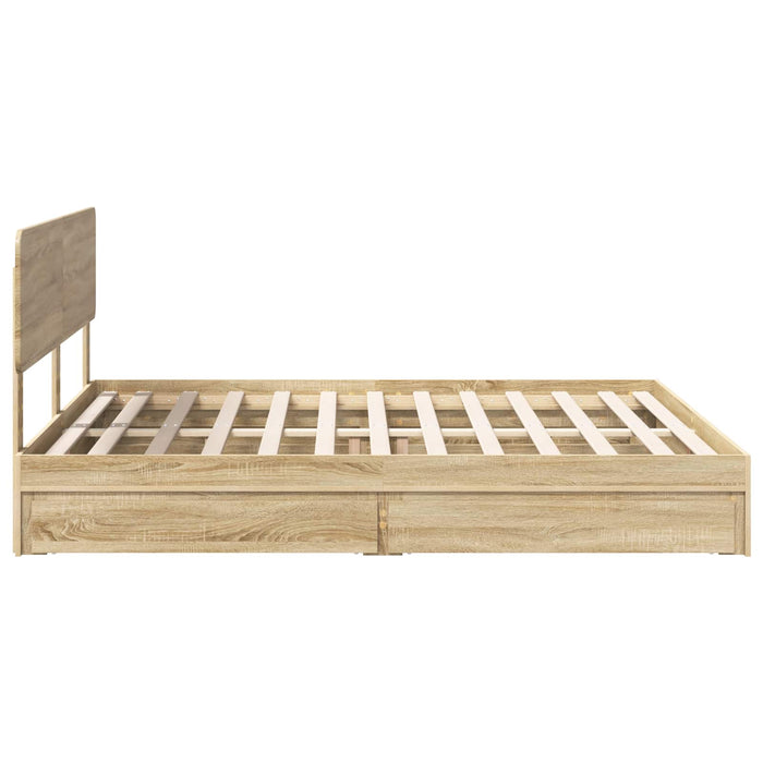 Pat cu storage Stejar Sonoma 180 x 200 cm Lemn compozit - WALTI WALTI