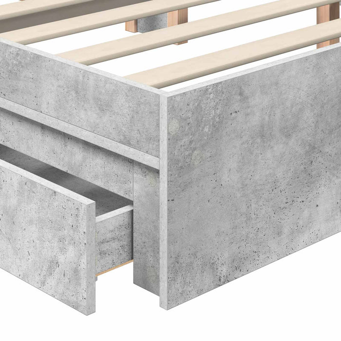 Pat cu storage Gri din beton 180 x 200 cm Lemn compozit WALTI