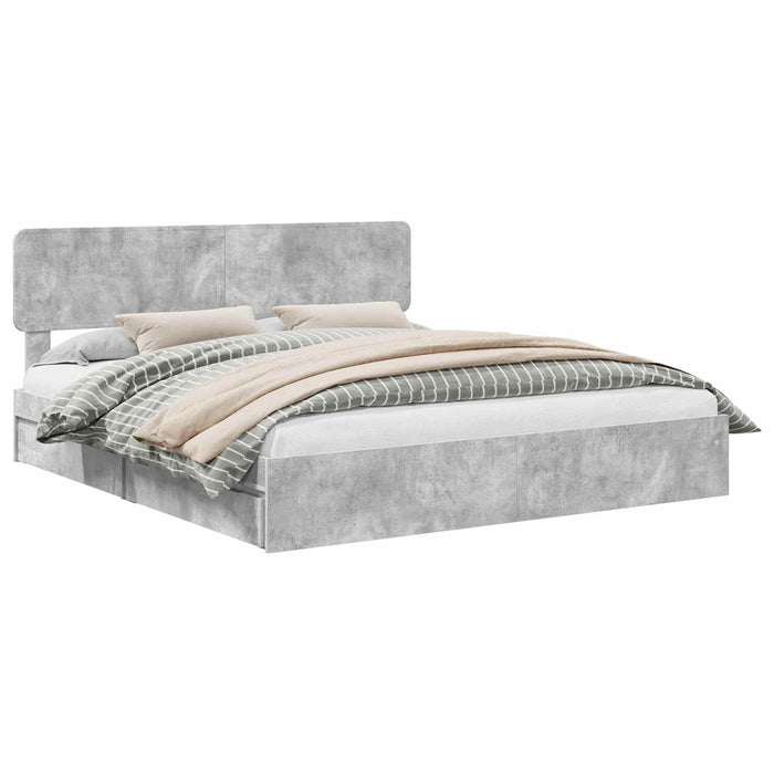 Pat cu storage Gri din beton 180 x 200 cm Lemn compozit WALTI