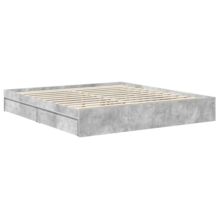 Pat cu storage Gri din beton 180 x 200 cm Lemn compozit WALTI