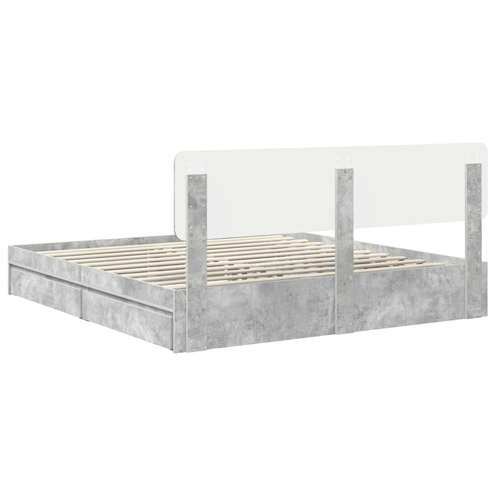 Pat cu storage Gri din beton 180 x 200 cm Lemn compozit WALTI
