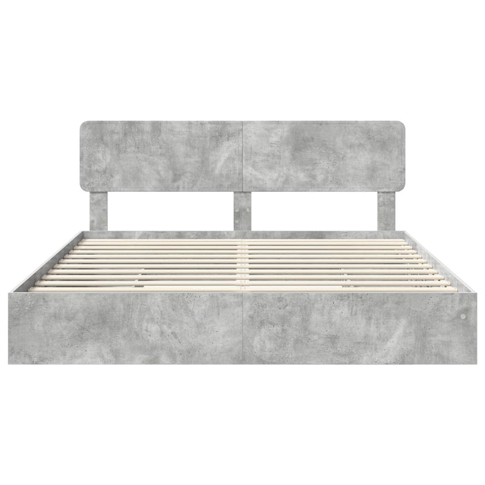 Pat cu storage Gri din beton 180 x 200 cm Lemn compozit WALTI