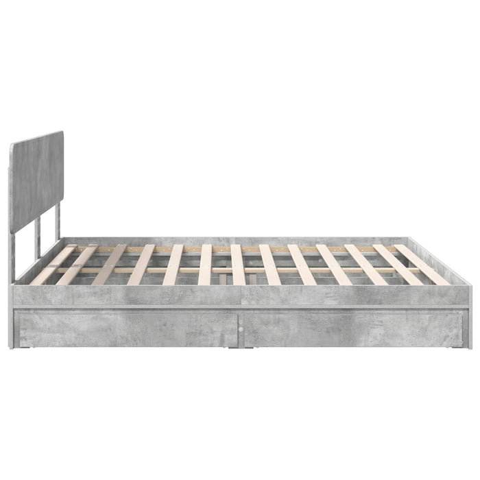 Pat cu storage Gri din beton 180 x 200 cm Lemn compozit WALTI