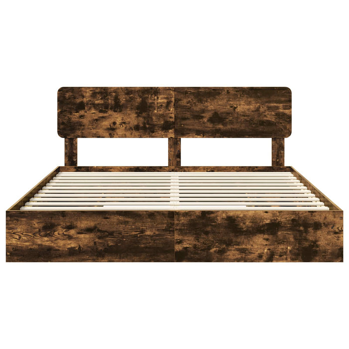 Pat cu storage Stejar fumuriu 180 x 200 cm Lemn compozit - WALTI WALTI