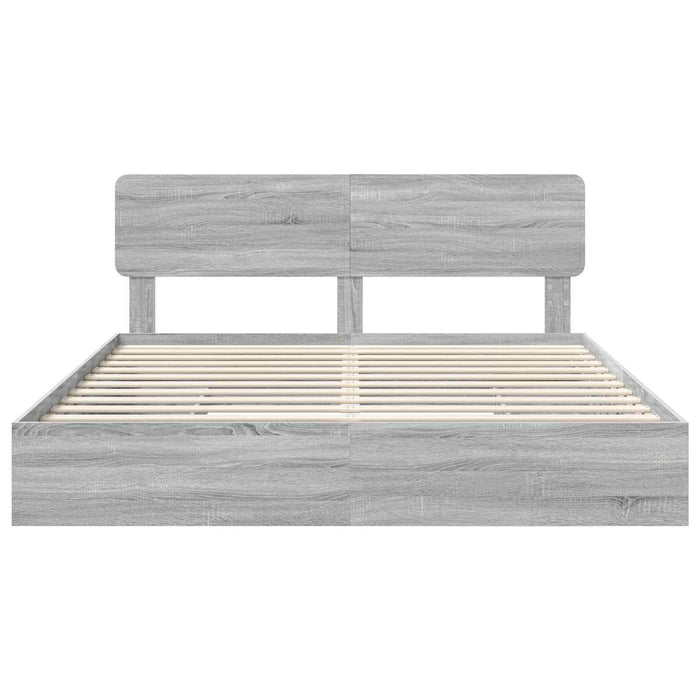 Pat cu storage cu sertar Gri Sonoma 180 x 200 cm Lemn compozit - WALTI WALTI