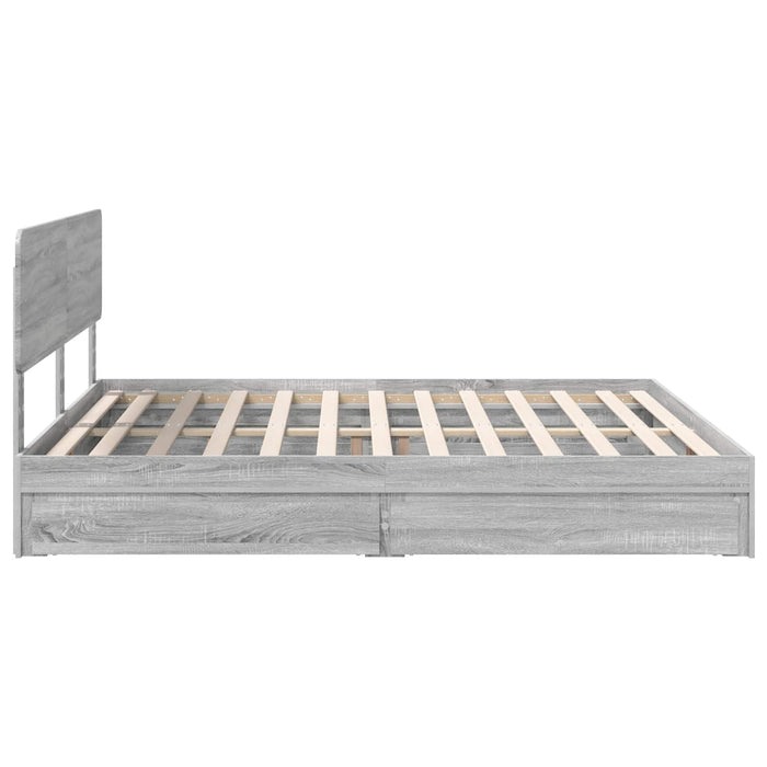 Pat cu storage cu sertar Gri Sonoma 180 x 200 cm Lemn compozit - WALTI WALTI