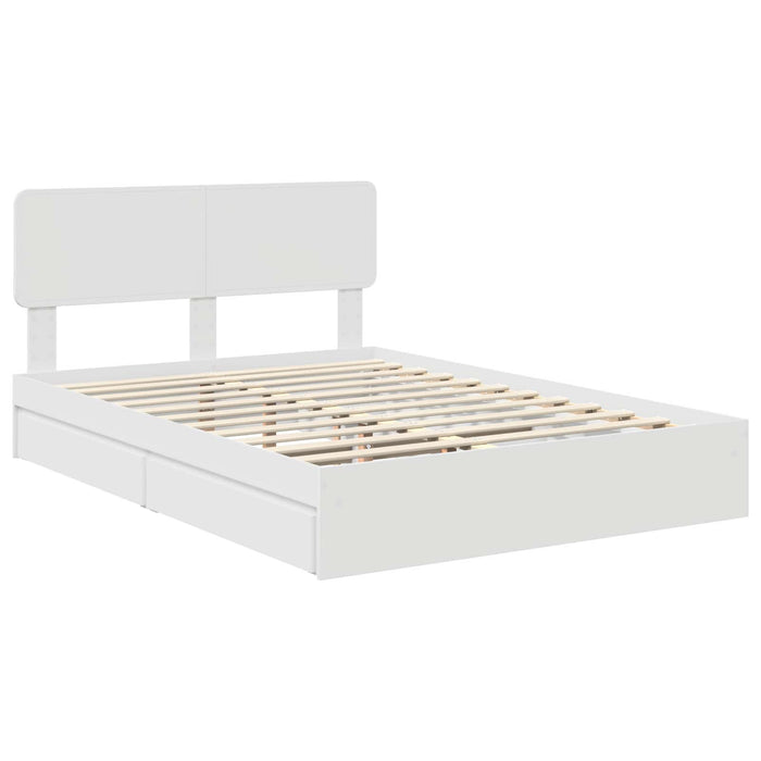 Pat cu storage cu headboard Alb 160 x 200 cm Lemn compozit - WALTI WALTI